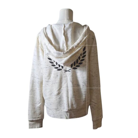 Victoria's Secret PINK Size Large Drawstring Hoodie Full Zip Cream Dog Emblem - Picture 4 of 5